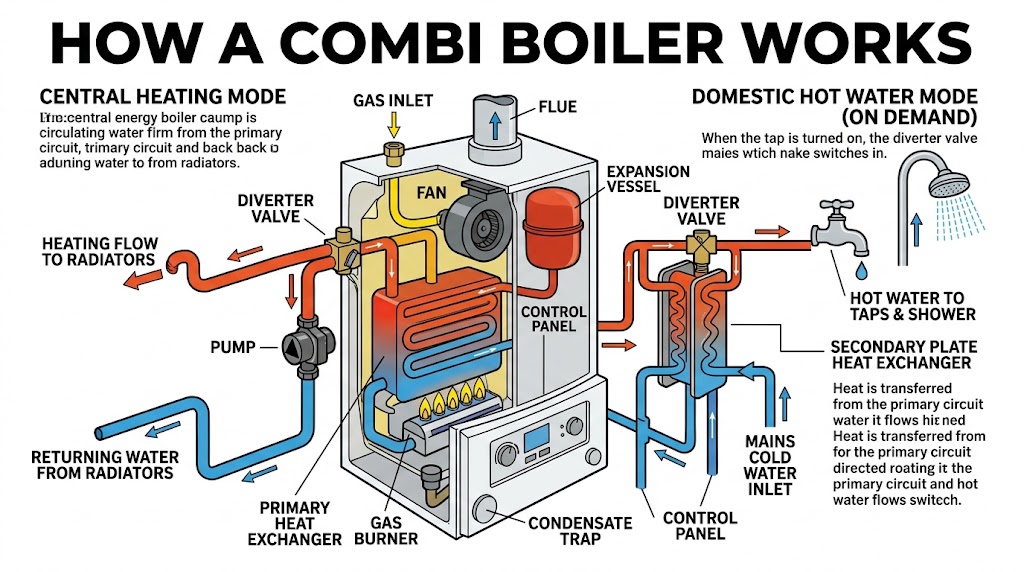 Combi boiler installed in a home in Bournemouth and Poole