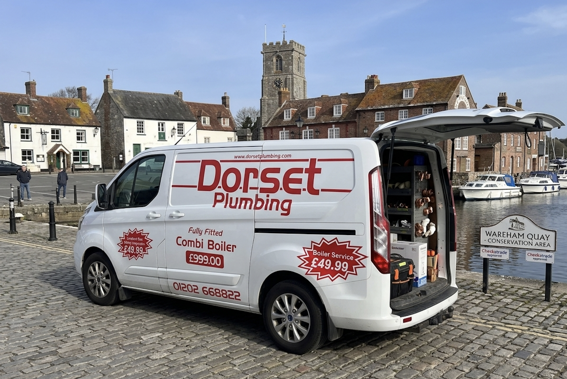 Dorset Plumbing engineer carrying out boiler work in Wareham, Dorset